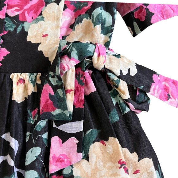 Vintage Jessica McClintock Novelty Floral Print Velvet Collar Dress 6X USA - Picture 5 of 9